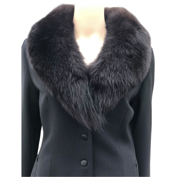 Blumarine black blazer jacket with fur trim Sz 10 I 44 - Picture 10 of 16